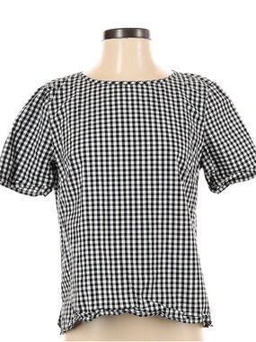 Tribal Black & White Gingham Short Sleeve Top
